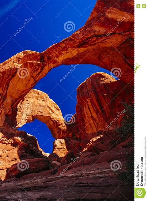 Double Arch In Arches National Park Utah Usa Stock Image Image Of