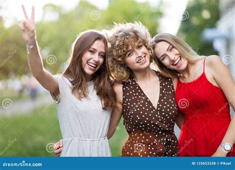 Three Beautiful Young Women Friends Stock Photo Image Of Girl