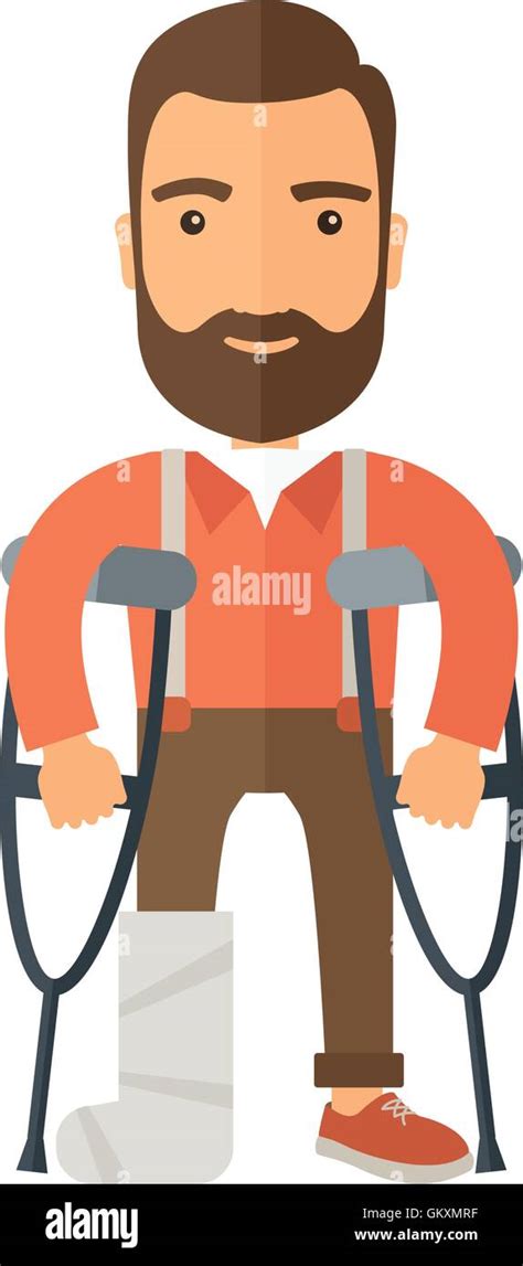 Man With Crutches Stock Vector Image And Art Alamy