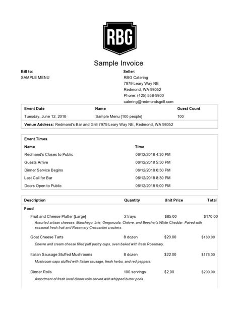 30 Free Catering Invoices (Templates & Samples)