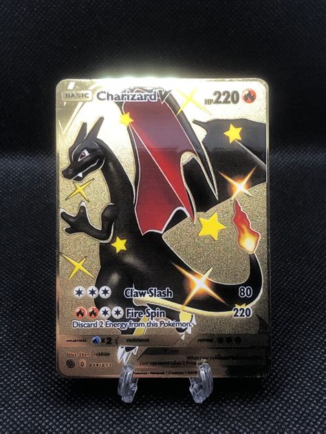 Gold Plated Pokemon Cards Glurak Charizard Vmax Gx V Shiny Etsy Australia