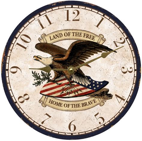 Patriotic Clock Patriotic Clock Eagle Wall Clock American Flag Wall