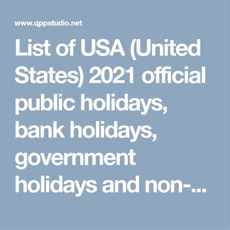 List Of Usa United States 2021 Official Public Holidays Bank