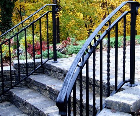 Iron Stair Railings Outdoor Porch With White Columns With Black