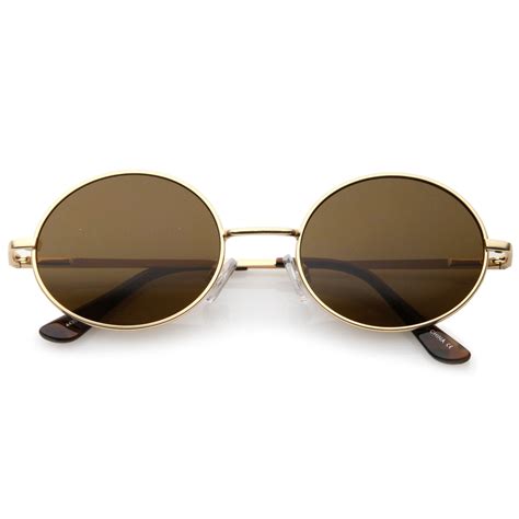 classic retro 90 s round oval flat lens metal sunglasses zerouv