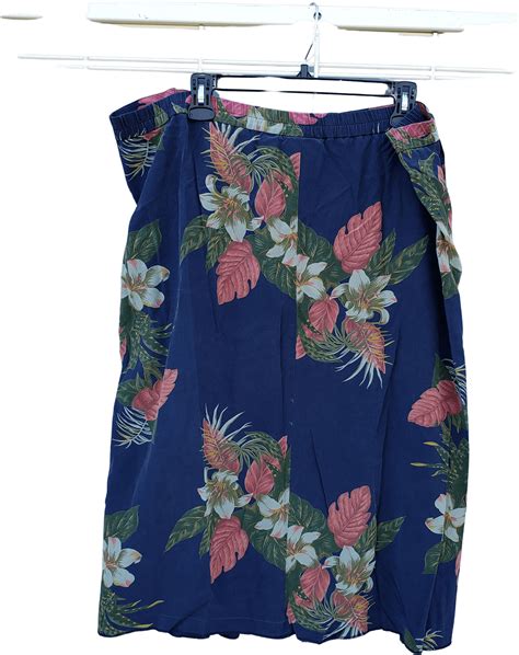 vintage 80 s 90 s blue tropical floral silk pleated preppy skirt by alfred dun shop thrilling