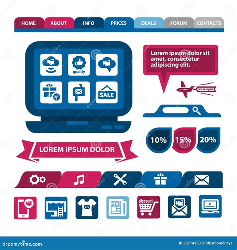 Flache Infographics Und Netzelemente Vektor Abbildung Illustration