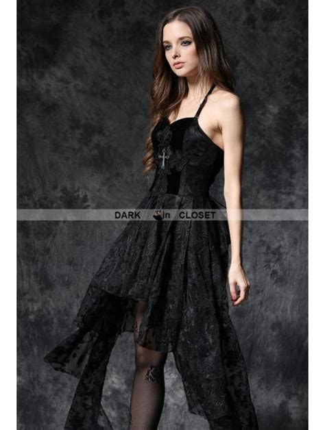 Dark In Love Elegant Black Asymmetric Gothic Dress