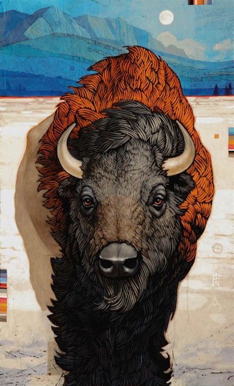 Buffalo Art Buffalo Painting Buffalo Art American Indian Art Native
