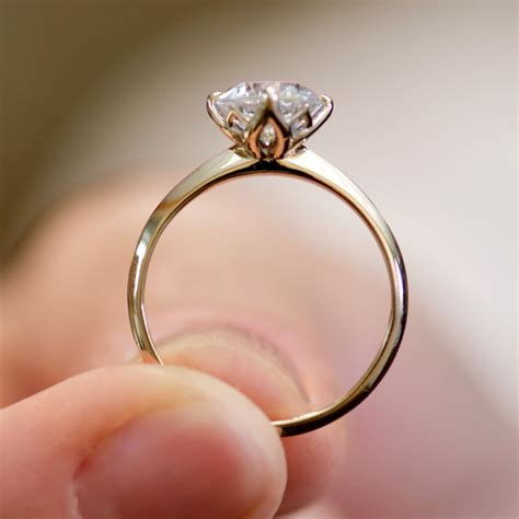 Yellow Gold Round Brilliant Cut Solitaire Diamond Engagement Ring with