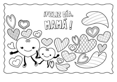 Tarjeta del día de las madre para imprimir y pintar. Dibujos del Día de la Madre para Colorear, Pintar e Imprimir