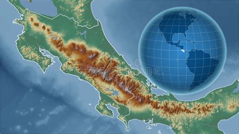 Costa Rica Relief Country And Globe Composition Stock Illustration