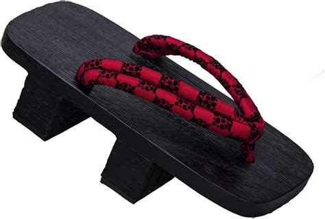 men s japanese traditional kimono geta sandals wide sole two teeth wooden clogs shoes red