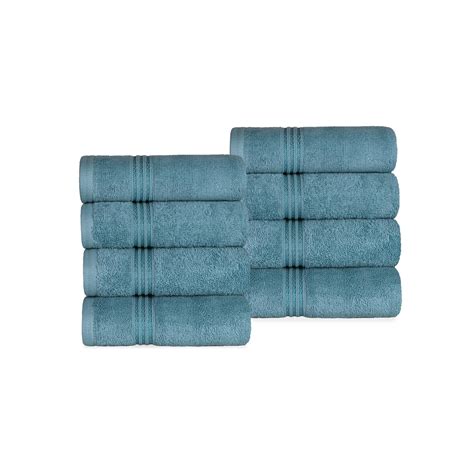 Superior Derry Solid Egyptian Cotton 8 Piece Hand Towel Set Sapphire