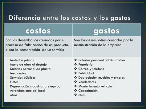 Diferencia Entre Costo Y Gasto