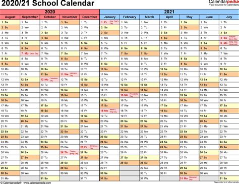 Blank School Year Calendar 2020 20 Editable Calendar