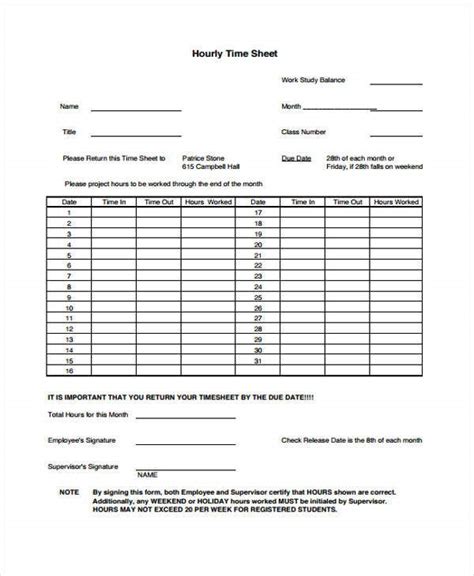 39 Timesheet Templates In Pdf