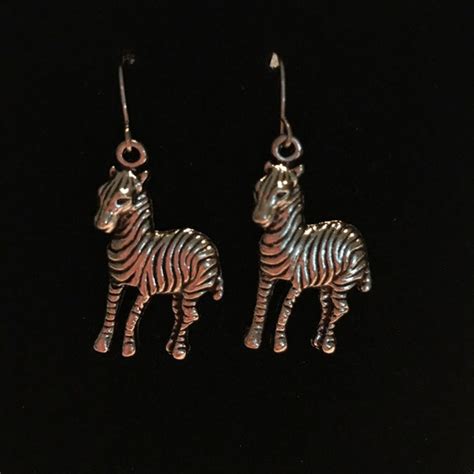 Silver Zebra Dangle Drop Earrings With Nickle Free Silver Etsy