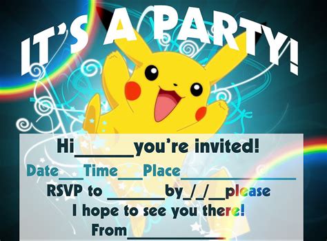 12 Superb Pokemon Birthday Invitations