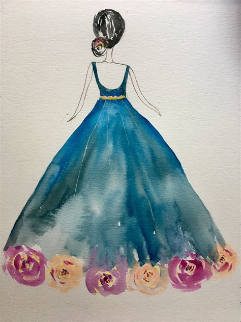 Blue Dress My Art Watercolor 11x15 Watercolor Dress Dress Painting Painting And Drawing