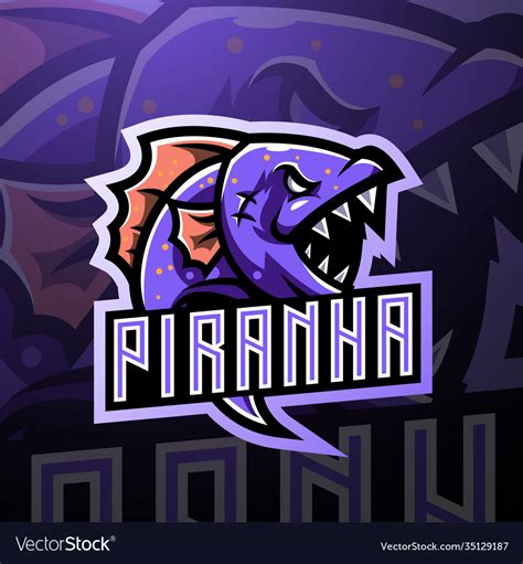 Piranha Esport Mascot Logo Royalty Free Vector Image