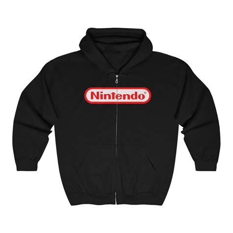 Classic Nintendo Logo Zippered Hoodie Hooded Sweatshirt 4 Etsy
