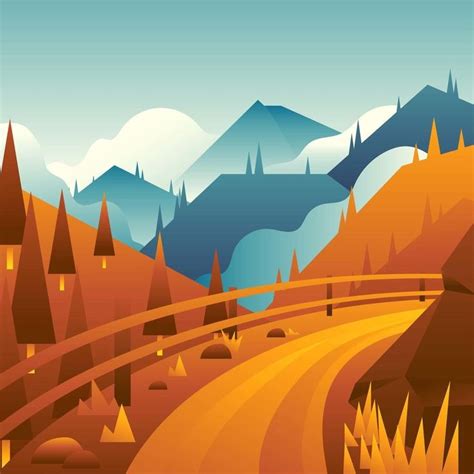 Sunset summer rocky mountain landscape drawing stock illustration. Mounntain Path | Mountain sunset landscapes, Landscape illustration, Landscape background