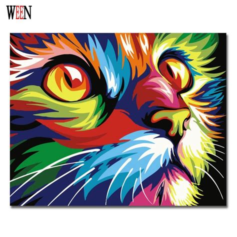 Colorful Cat Abstract Diy Digital Painting By Numbers