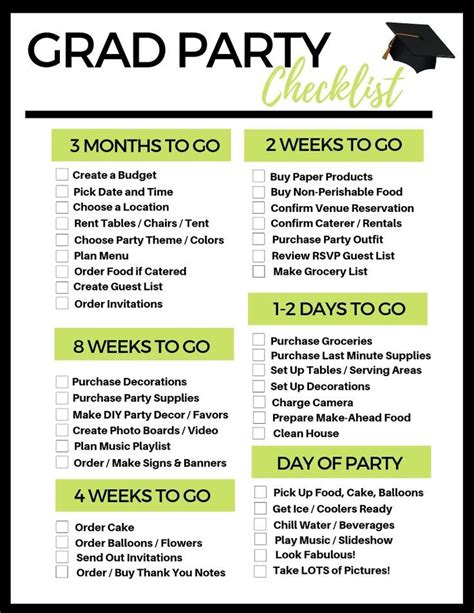 free printable grad party checklist senior graduation party outdoor graduation parties