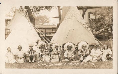 Sioux Indians Teepees Mandan Nd Lutz Postcard