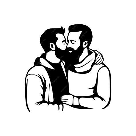 Premium Vector Gay Couple Kissing Lgbt Pride Black Outlines Isolated
