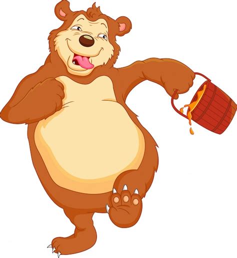 Premium Vector Funny Bear Cartoon With Honey