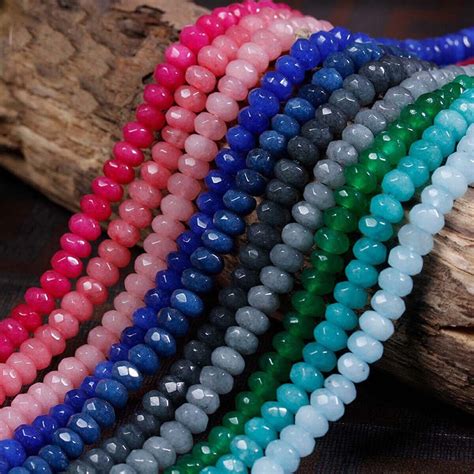 Natural 5x8mm Faceted Jade Ruby Emerald Gemstone Rondelle Loose Beads