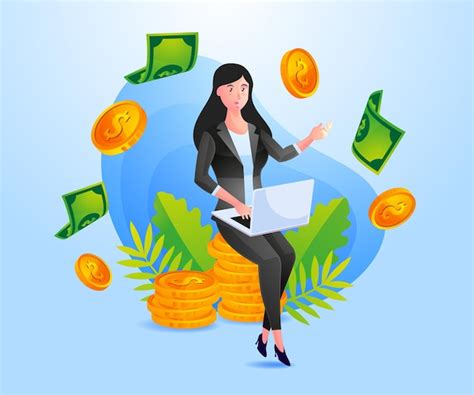 Mulher De Negócios Bem Sucedida Ganha Muito Dinheiro Vetor Premium