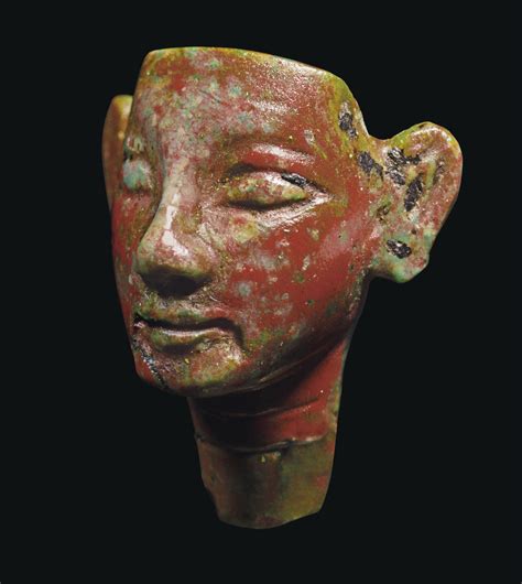 An Egyptian Red Glass Royal Head From A Composite Statue New Kingdom 18th Dynasty Amarna