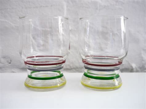 Free Us Shipping Vintage Mid Century Glassware Libbey Striped Etsy Mid Century Glassware