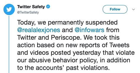 Alex Jones Finally Banned From Twitter After Posting Video Of Abusive