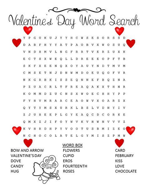 Valentines Day Activity Word Search Valentines Word Search