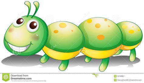 Green Caterpillar Cartoon Vector Illustration