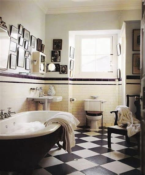 In this bath, the simple white palette is warmed by reclaimed plank flooring. 31 retro black white bathroom floor tile ideas and pictures