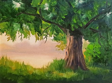 Oak Tree Painting Original Art Tree Of Life Painting On Canvas Etsy