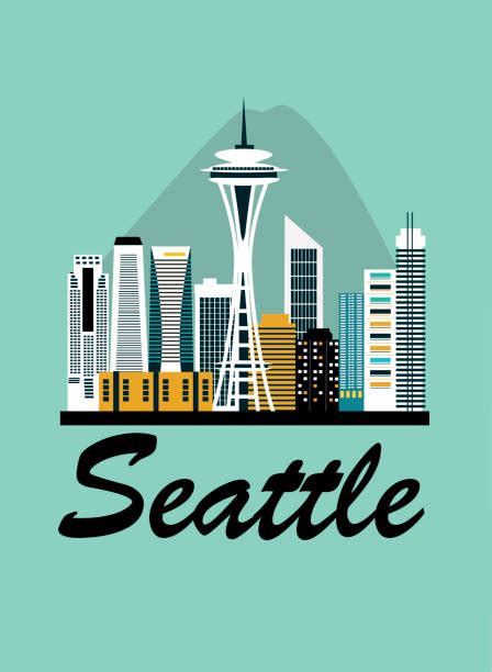 Seattle Skyline Vertical Illustrations Royalty Free Vector Graphics