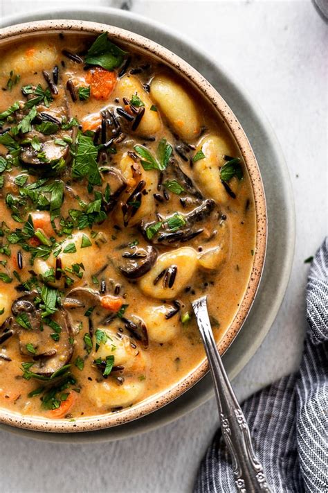 Mushroom Gnocchi Soup With Wild Rice Fork In The Kitchen