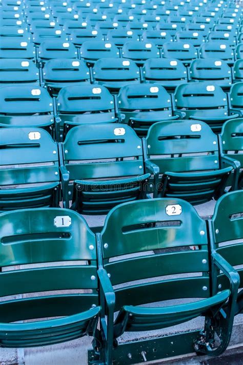 Green Stadium Seats In A Baseball Stadium Stock Photo Image Of Field