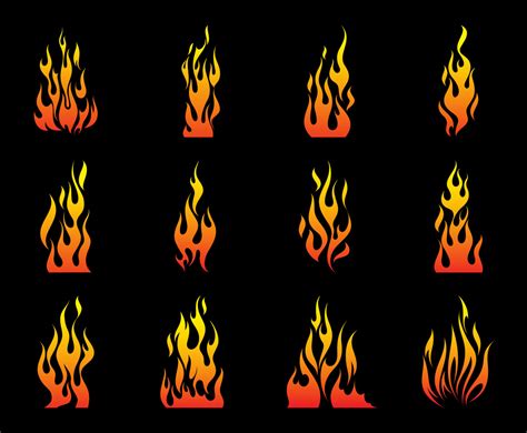 Different Fire Flames Vector Set In With Images Fire Painting Images And Photos Finder