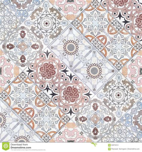 Beautiful Old Ceramic Tile Wall Patterns In The Park Public Stock