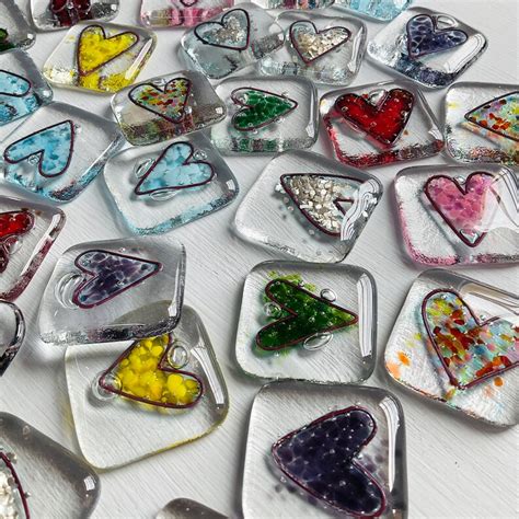 Fused Glass Heart Pocket Hug Token Handmade In Cornwall By Etsy Canada