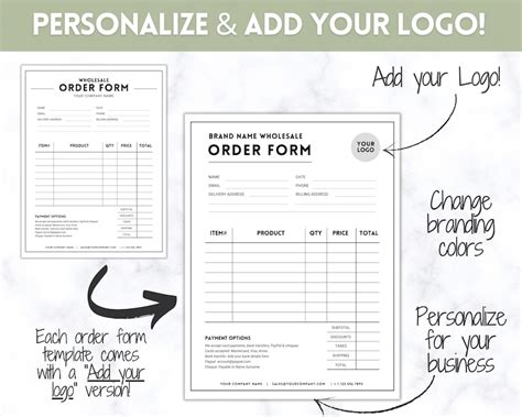 Editable Wholesale Order Form Template Canva Template Etsy