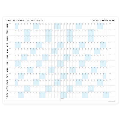 Giant 2023 Wall Calendar Horizontal With Blue Weekends Plan The Things