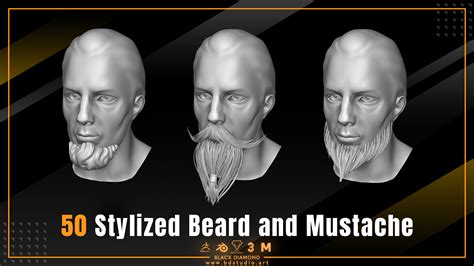 50 Stylized Beard And Mustache For All 3d Software Flippednormals